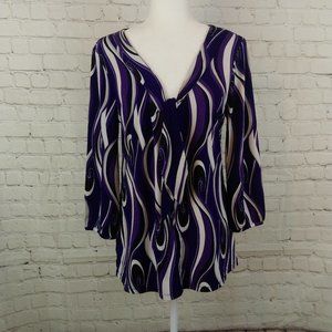 Ann Taylor Multi-colored 3/4 Sleeve Blouse Size L